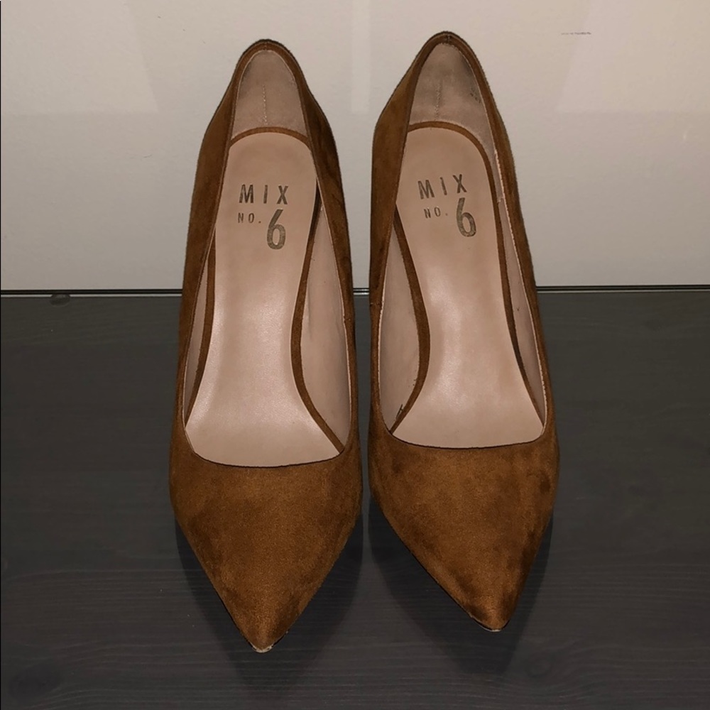 Brown suede pumps